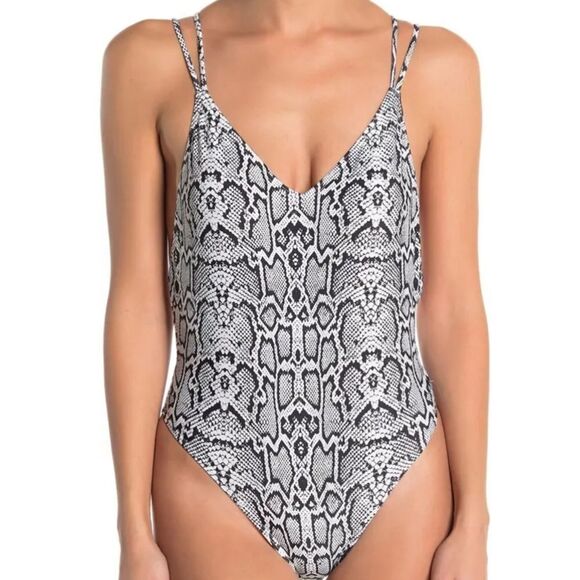 KENDALL + KYLIE Black/ White Snake Printed One-piece Swimsuit Size Small